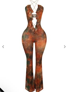 Julianne Print Ruffle Cross Jumpsuit